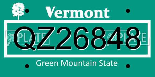 QZ26848 Vermont License Plate