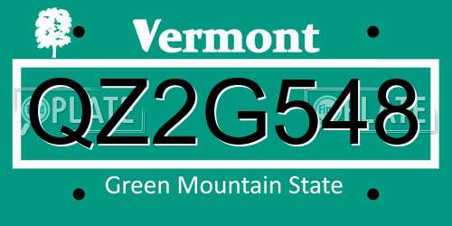 QZ2G548 Vermont License Plate