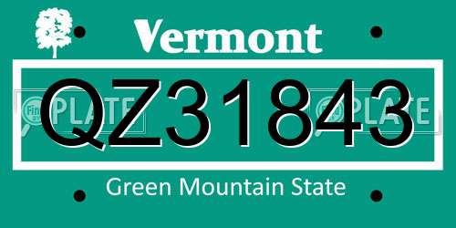 QZ31843 Vermont License Plate