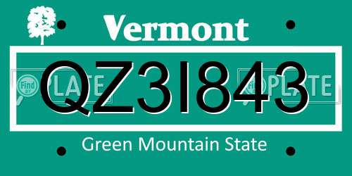 QZ3I843 Vermont License Plate
