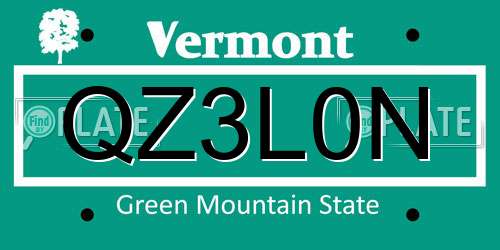 QZ3L0N Vermont License Plate