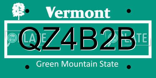 QZ4B2B Vermont License Plate