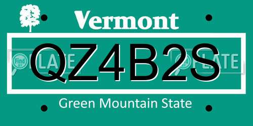 QZ4B2S Vermont License Plate