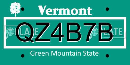 QZ4B7B Vermont License Plate