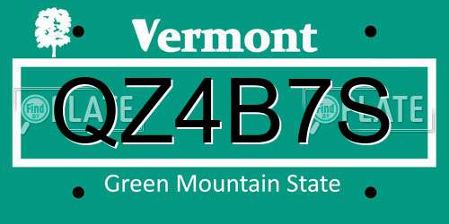 QZ4B7S Vermont License Plate