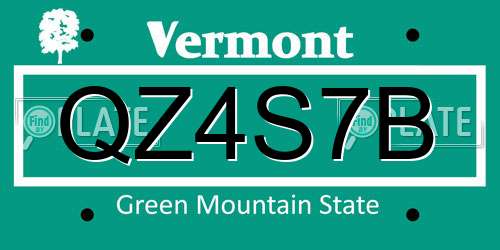 QZ4S7B Vermont License Plate