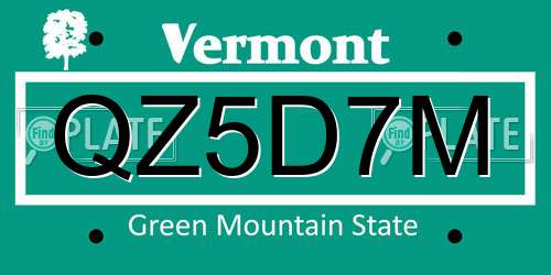 QZ5D7M Vermont License Plate