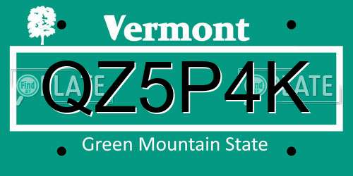 QZ5P4K Vermont License Plate