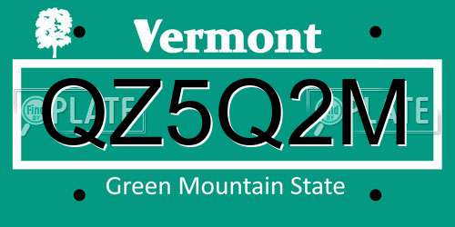 QZ5Q2M Vermont License Plate
