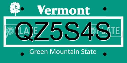 QZ5S4S Vermont License Plate