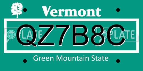 QZ7B8C Vermont License Plate