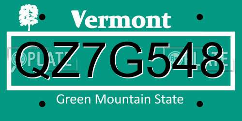 QZ7G548 Vermont License Plate