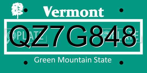 QZ7G848 Vermont License Plate