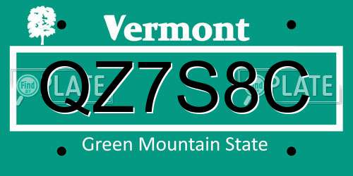 QZ7S8C Vermont License Plate