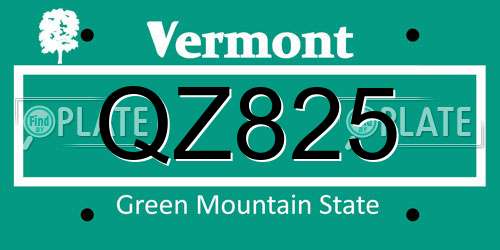 QZ825 Vermont License Plate