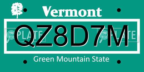 QZ8D7M Vermont License Plate