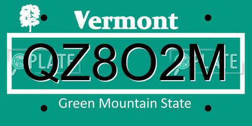QZ8O2M Vermont License Plate