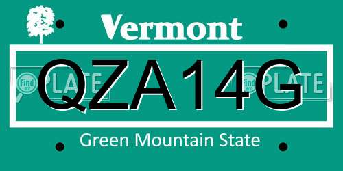 QZA14G Vermont License Plate