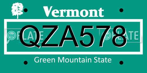 QZA578 Vermont License Plate