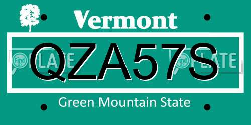 QZA57S Vermont License Plate