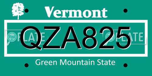 QZA825 Vermont License Plate