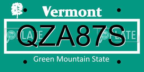 QZA87S Vermont License Plate