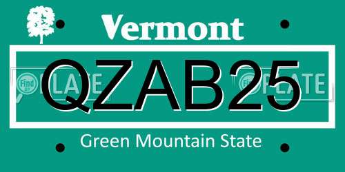 QZAB25 Vermont License Plate