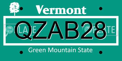 QZAB28 Vermont License Plate