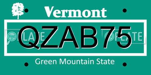 QZAB75 Vermont License Plate