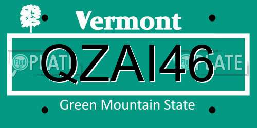 QZAI46 Vermont License Plate