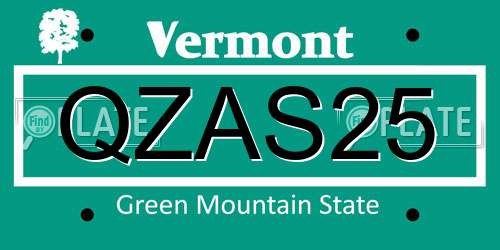 QZAS25 Vermont License Plate