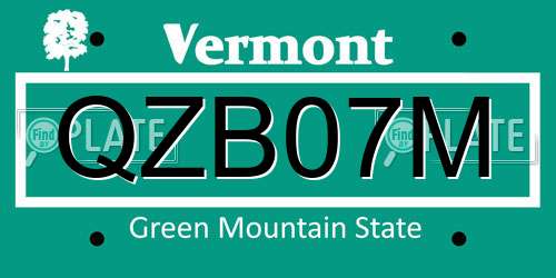 QZB07M Vermont License Plate