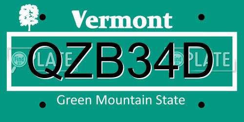 QZB34D Vermont License Plate