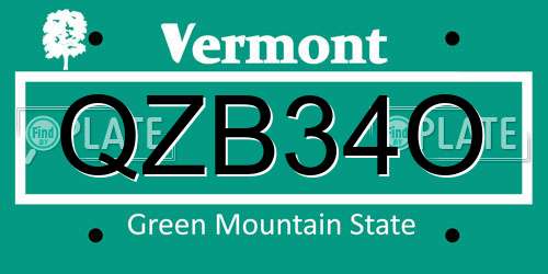 QZB34O Vermont License Plate