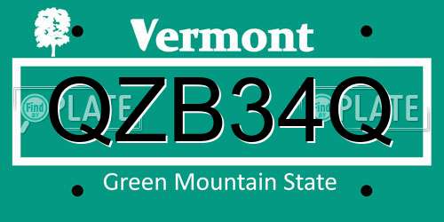 QZB34Q Vermont License Plate