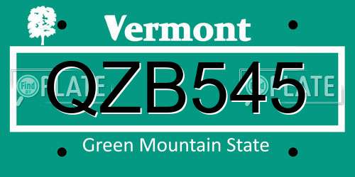 QZB545 Vermont License Plate