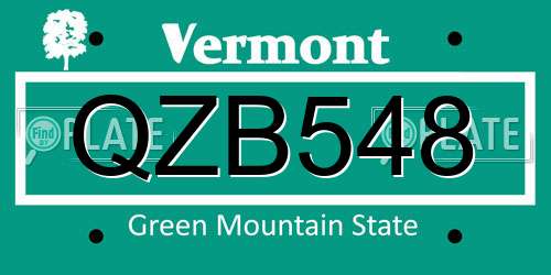 QZB548 Vermont License Plate