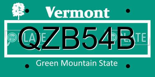QZB54B Vermont License Plate