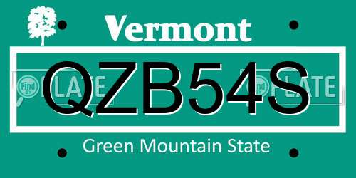 QZB54S Vermont License Plate