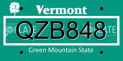 QZB848 Vermont License Plate