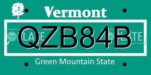 QZB84B Vermont License Plate