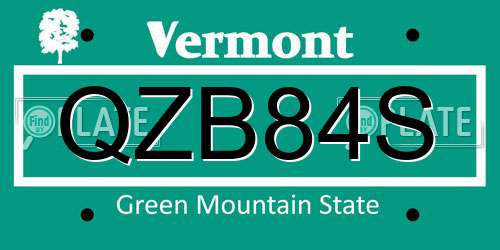 QZB84S Vermont License Plate