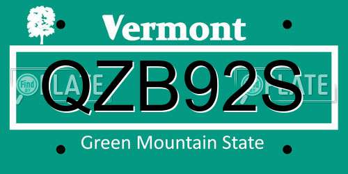 QZB92S Vermont License Plate