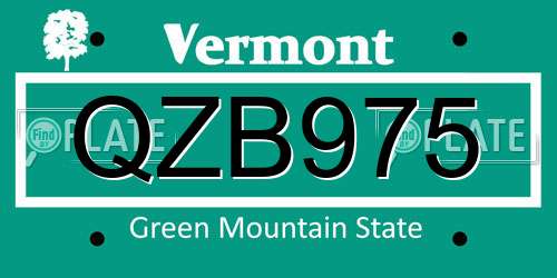 QZB975 Vermont License Plate