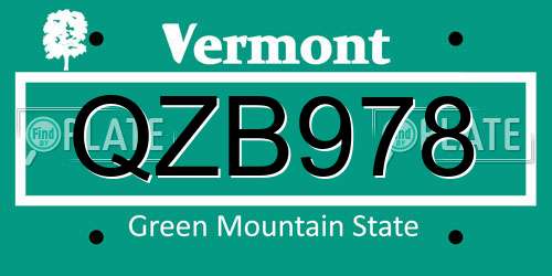 QZB978 Vermont License Plate
