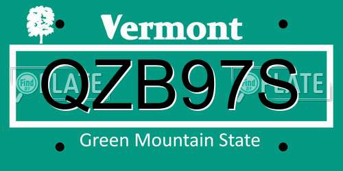QZB97S Vermont License Plate