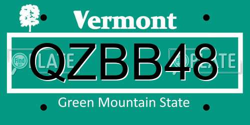QZBB48 Vermont License Plate