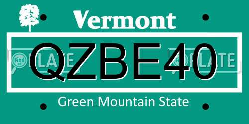 QZBE40 Vermont License Plate