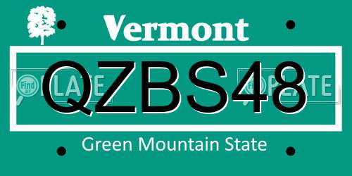 QZBS48 Vermont License Plate