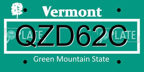 QZD62C Vermont License Plate